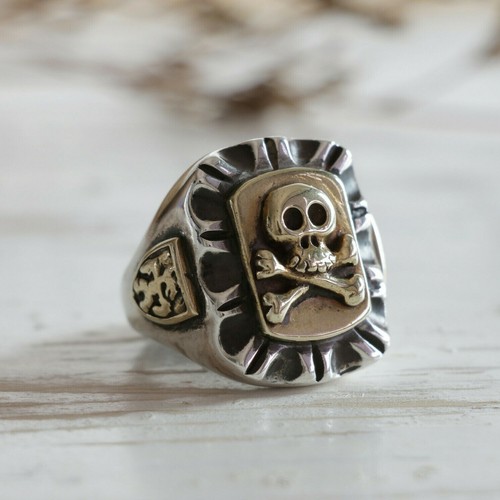 Anillo de cráneo cruzado para motociclista mexicano plata esterlina vintage pirata mar caribeño - Imagen 2 de 13