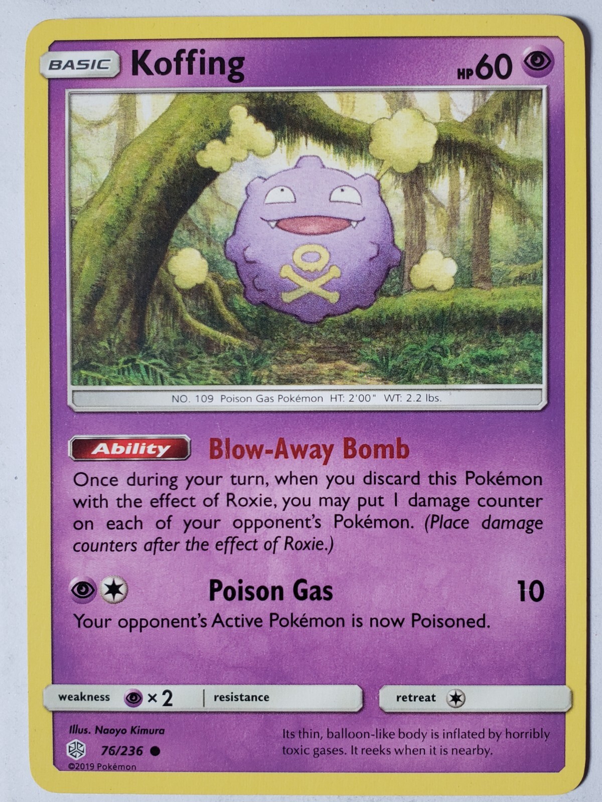 Koffing 76/236 LP - Cosmic Eclipse Pokemon Card - Naoyo Kimura Art