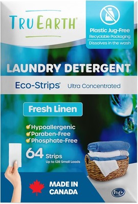 Tru Earth Compact Dry Laundry Detergent Sheets - Up to 128 Loads (64 Sheets