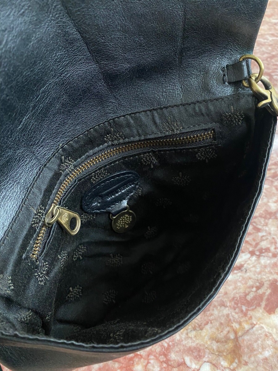 Mulberry Vintage Black Pebble Leather Flap Studs Slim Mulberry Vintage Black Pebble Leather Flap Studs Slim