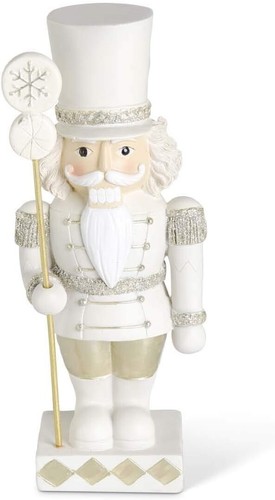 Cream Gold Silver Soldier Nutcracker Christmas Figure Glittered 9.5"