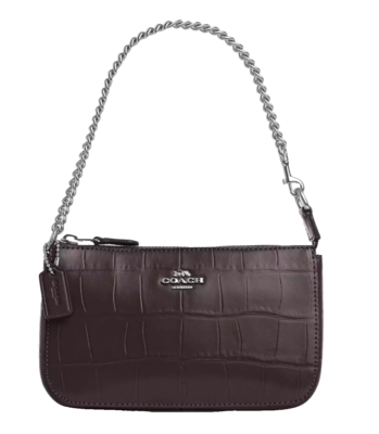 Coach Nolita 19 Silver/Amethyst Embossed Leather Wristlet