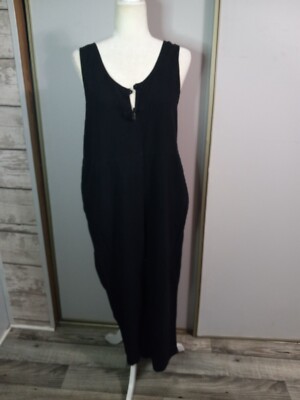 Anself XL Black Casual Lagenlook Peasant Travel Crop Pocket