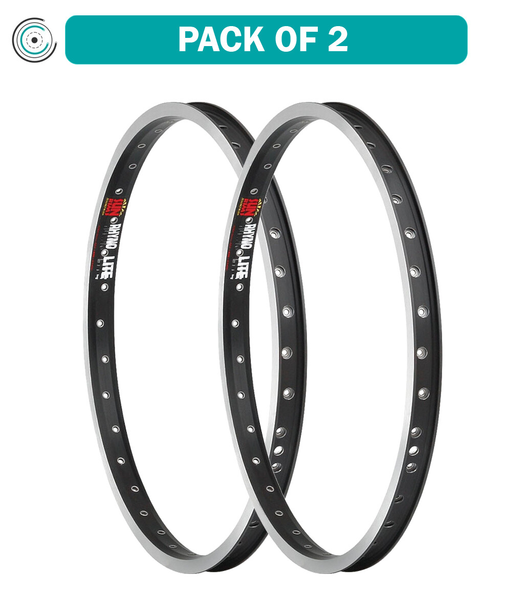 Оправа Sun Ringle Rhyno Lite Rim - 20, 2 упаковки, Черная/серебристая, 36H, Прочный, Schraeder