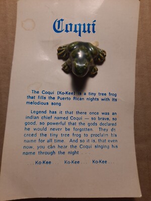 Vintage Coqui Tree Frog Puerto Rico Souvenir On Card