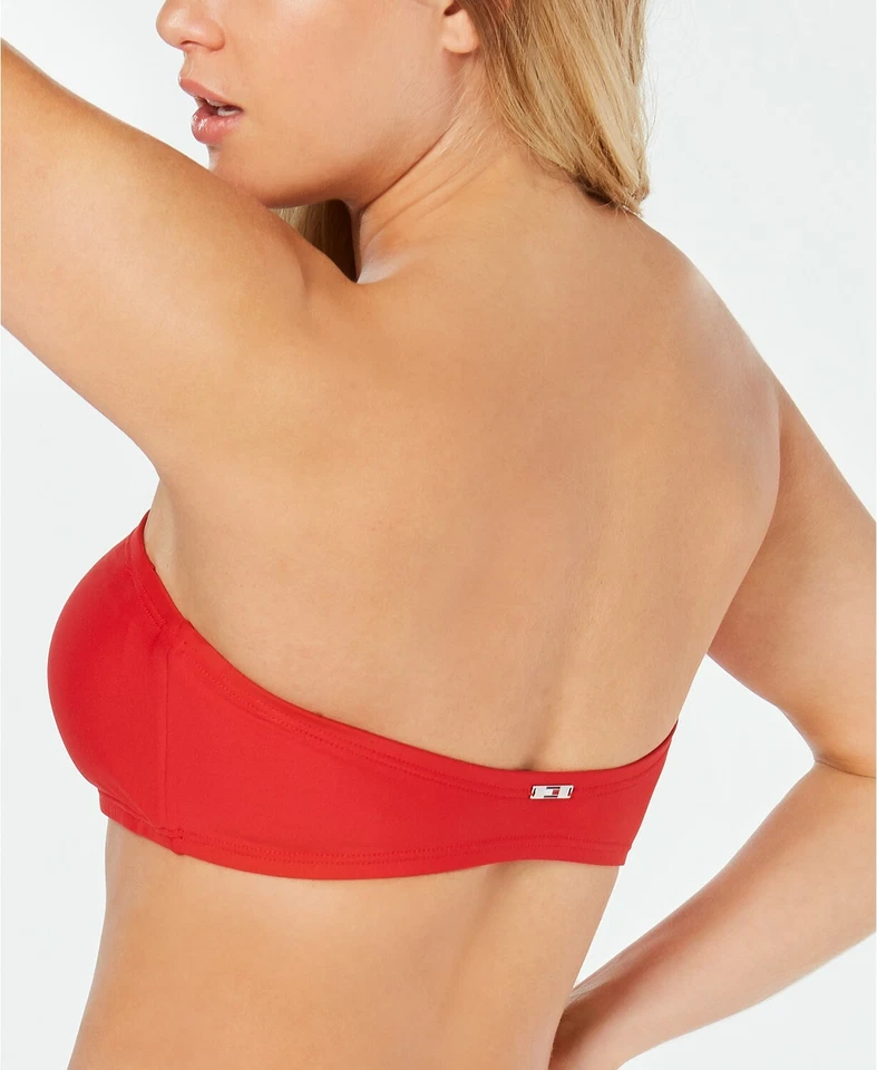 Tommy Hilfiger Tape Bandeau Bikini Top Hipster Bottoms Set Navy L #TZ9BS301420 - Image 2 of 4