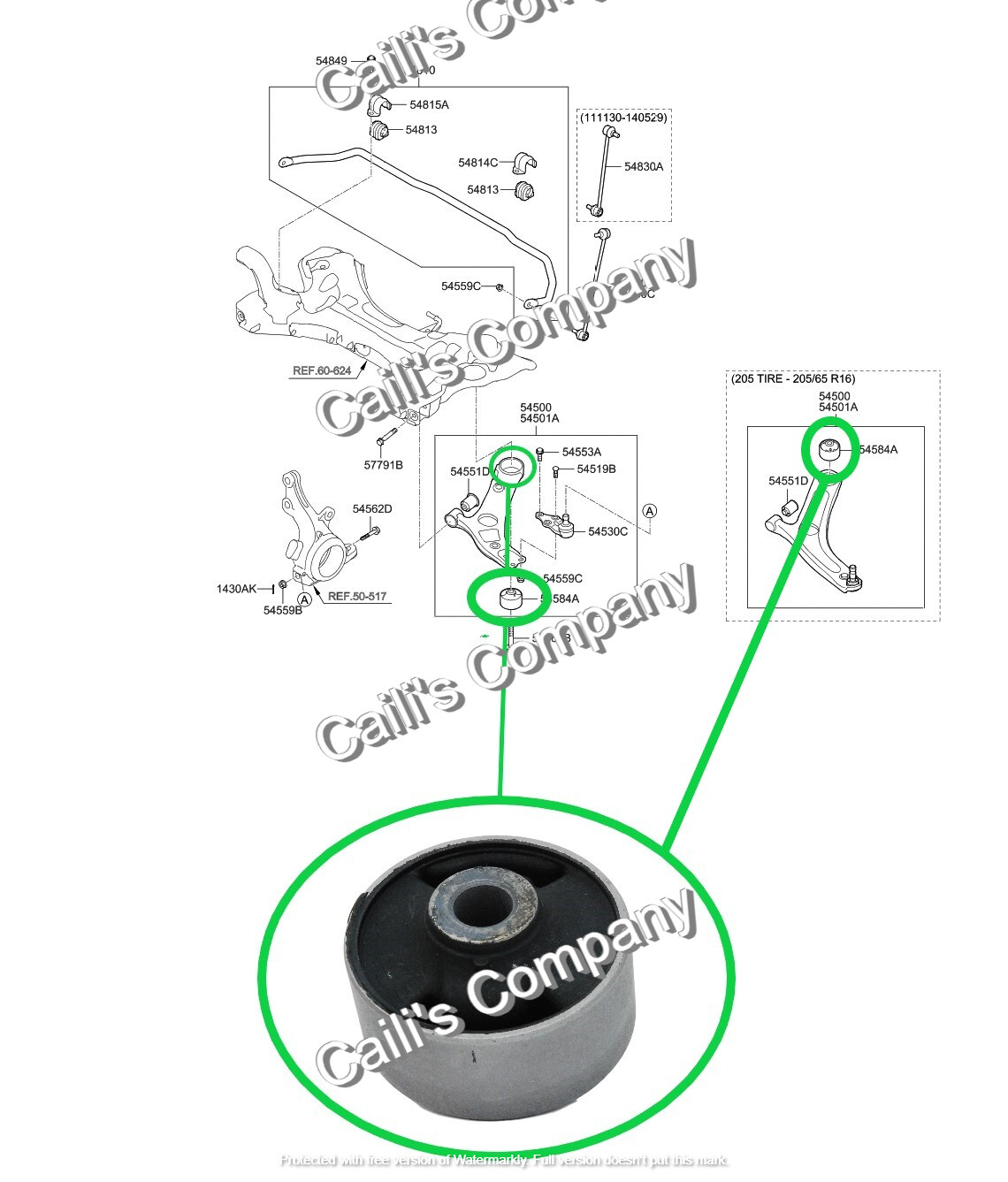 545844H000 For 2pcs 2011 KIA OPTIMA TF Front Control Arm Rear Bushing