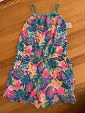 Cat  Jack Girls Size XL Romper One Piece Pockets Bright Floral