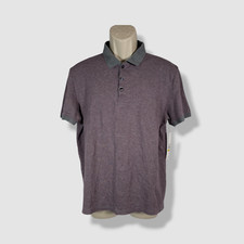 Calvin Klein Men's Gray Striped Liquid Touch Short Sleeve Polo Shirt Size L