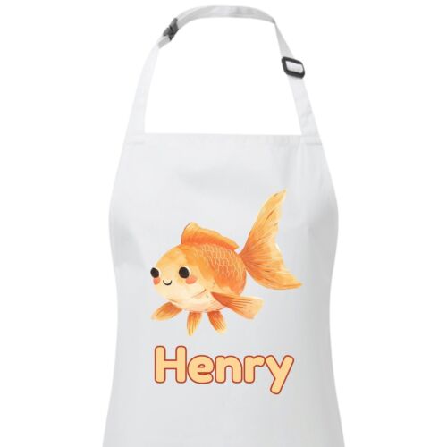 Delantal personalizado impermeable para niños con cualquier nombre para peces. Cocina artesanal para hornear. Niño niña - Imagen 7 de 12