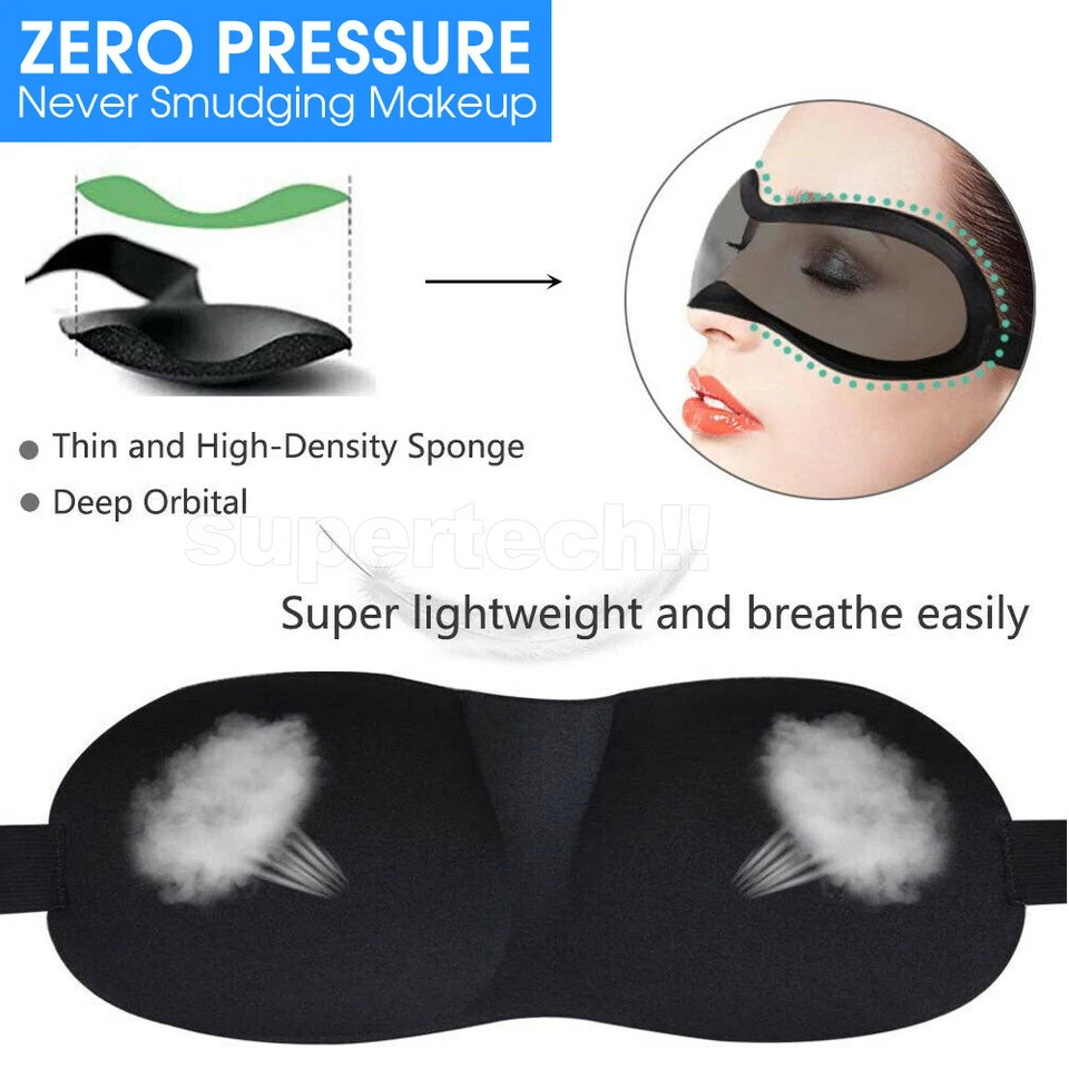 4x Travel Sleep Eye Mask Soft Memory Foam Padded Shade Cover Sleeping Blindfold - image 3 of 4