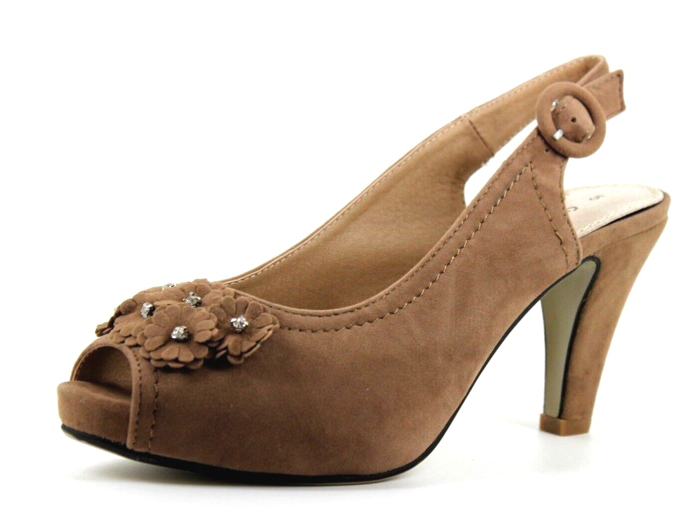 APL Sandali con tacco a spillo Cushion Walk donna UK5 EU 38 marrone decorazione floreale punta aperta