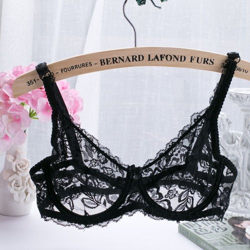 Damen Sexy 1/2 Cup Soft Mesh Bügel Halb BH Ungefüttert Durchsichtig Spitze BH - Bild 14 von 36