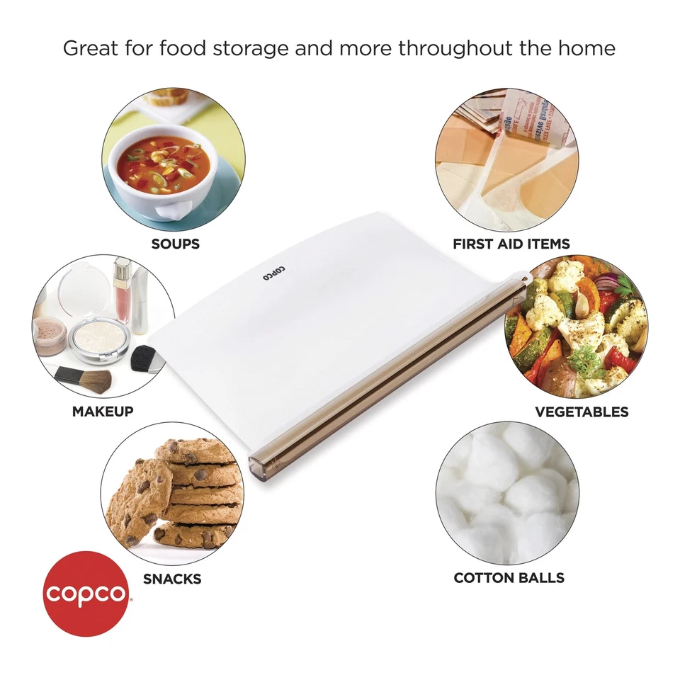 Bolsa de almacenamiento reutilizable de silicona de grado alimenticio Copco, pequeña 16,9 oz. Foto 4 de 4