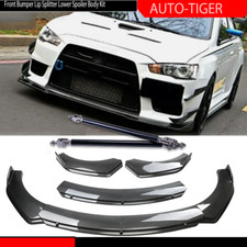 For Mitsubishi Lancer Carbon Fiber Style Front Bumper Lip Spoiler Strut Rods