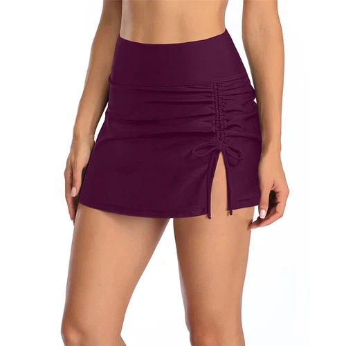 Women's Swim Skirt High Waisted Bathing Suit Skirt Bikini Bottoms - Picture 6 of 19