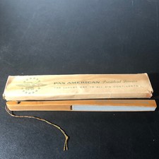 Vintage Pan Am Airlines Hand Folding Fan President Service Original Box