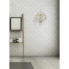 GOLDEN TEAK CRYSTAL AND CHROME LIVING DINING ROOM FOYER 7 LIGHT 27" WALL SCONCE