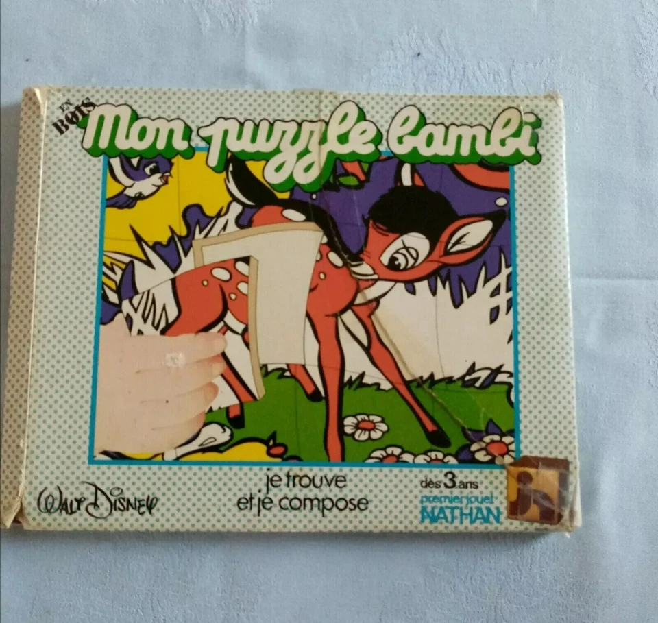 LOTS 2 ANCIENS PUZZLE EN BOIS WALT DISNEY NATHAN DONALD/BAMBI ANNEE 1978 - Photo 2/4
