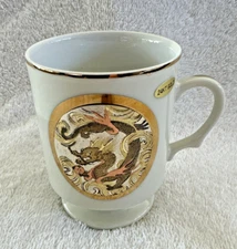 Vintage Art of the Chokin Dragon Mug 24K gold rim Japan Samurai Art Collection