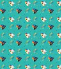 Star Wars Empire Helms Rainbow Turquoise Cotton Fabric Remnant  31" x 44"