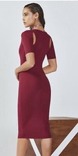 Fabletics Eva Midi Bodycon Dress Burgundy Womens Size XXS Stretch Dress Casual