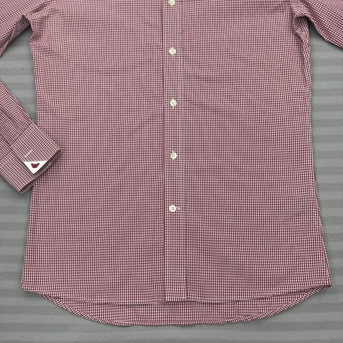 Duchamp Shirt Mens 15 Red White Check Long Sleeve Tailored Fit Button Up London - Picture 3 of 10