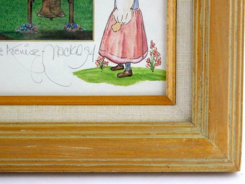 Estampado artístico firmado con buenos recuerdos de Filadelfia 4/500 94 acuarela niña en muy buena condición - Imagen 10 de 12