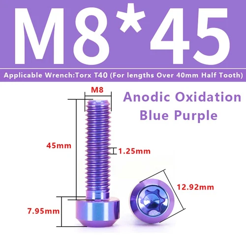 M4M5M6M8M10 Titanium Bolts Taper Cone Socket Head Motorcycle Modification Screws - Picture 44 of 205