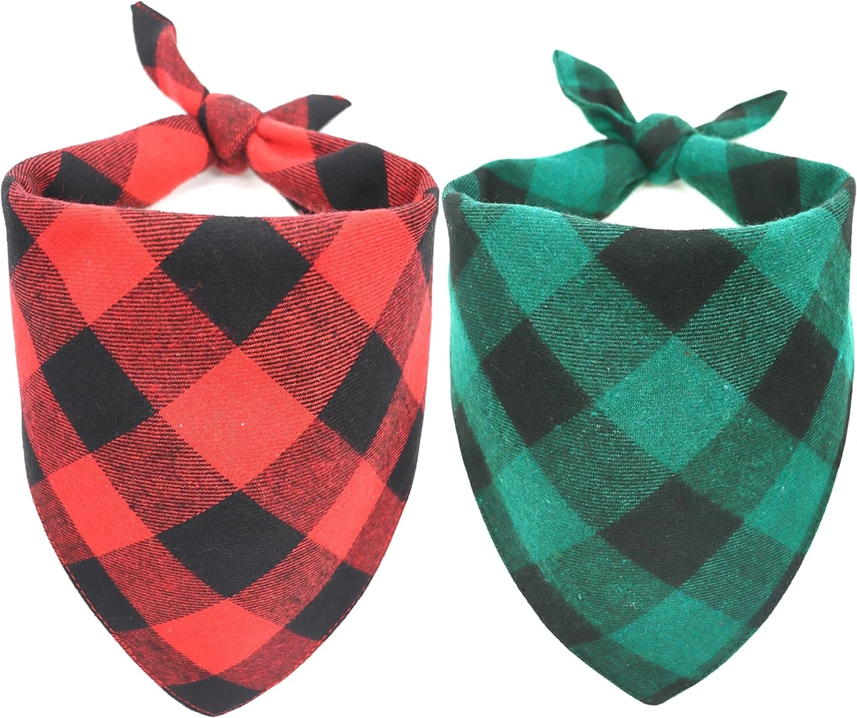 Christmas plaid cheap dog bandana