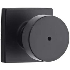 Kwikset Pismo Square Rose Matte Black Privacy Door Knob with Microban Protection