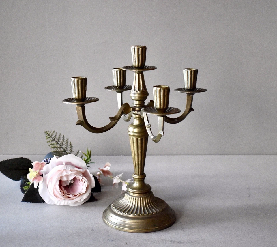 Candelabro de bronce vintage Francia decoración del hogar decoración rústica coleccionable Foto 3 de 4