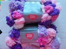 Red Heart Pomp-a-Doodle jumbo yarn, Cotton Candy, lot of 2 14 yds ea 