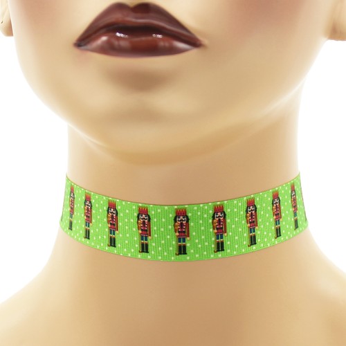 Christmas Choker 7/8 inch Custom Necklace 22 mm - 23 mm winter holiday red green - Picture 7 of 7