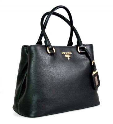 PRADA SHOULDER BAG HANDBAG 1BA058 BLACK LEATHER NEW