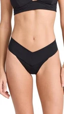 NEW L*SPACE 'Quinn' V-Waist Bikini Bottoms Size L Large Black $84
