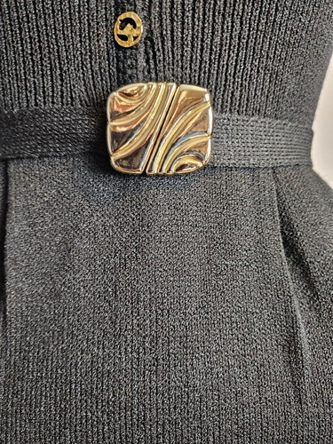 Abito vintage St John Saks Fifth Avenue nero Santana maglia con cintura e tasche - Foto 4 di 14