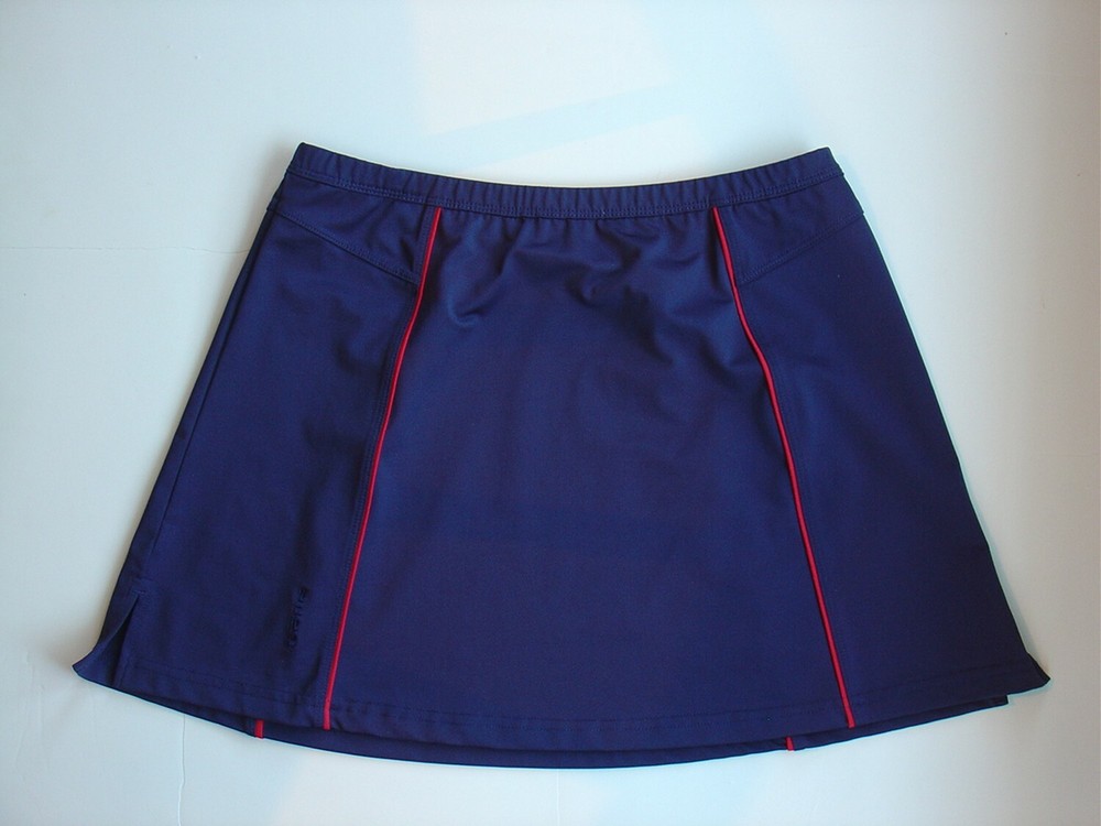 Bolle Navy Tennis Skirt with Red Piping Size M Stretchy No Shorts