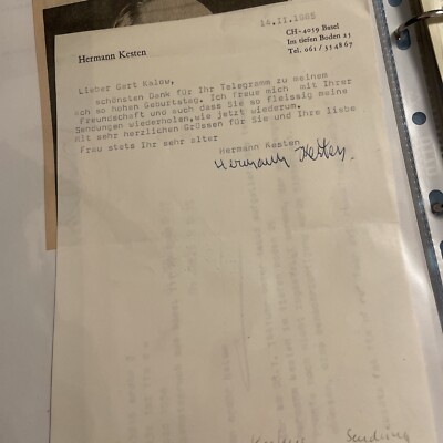 Hermann Kesten, maschinengeschriebener Brief mit eigenhändiger Unterschrift
