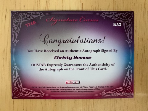 2009 Tristar TNA Knockouts CHRISTY HEMME Signature Curves Autograph Auto #KA3 - Bild 2 von 2