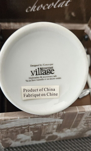 RARE Gourmet de Village Le Bistro de la Gare Hot Chocolate Mug IN BOX w/ SPOON! - Picture 6 of 11