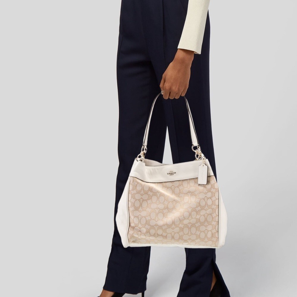Coach Cream Logo Y2K Shoulder Bag