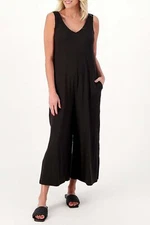 Cuddl Duds wide Leg Flexwear v-Neck Jumpsuit Black