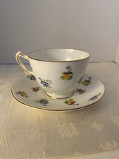Crown Staffordshire Fine Bone China multi flower tea cup and saucer