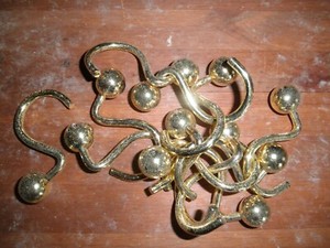 Vintage Attic Find Sturdy Shower Curtain Hook Faux GOLD  Metal Ball Heavy Duty