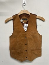 VTG Don  t Stop Classics Brown SZ S Leather Vest Flaws 