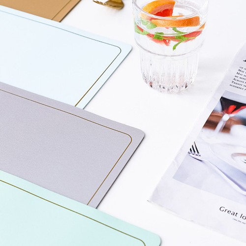 4 Pcs Retro Rectangle Leather Heat Resistance Table Dining Placemat Mat Coaster - Picture 40 of 50