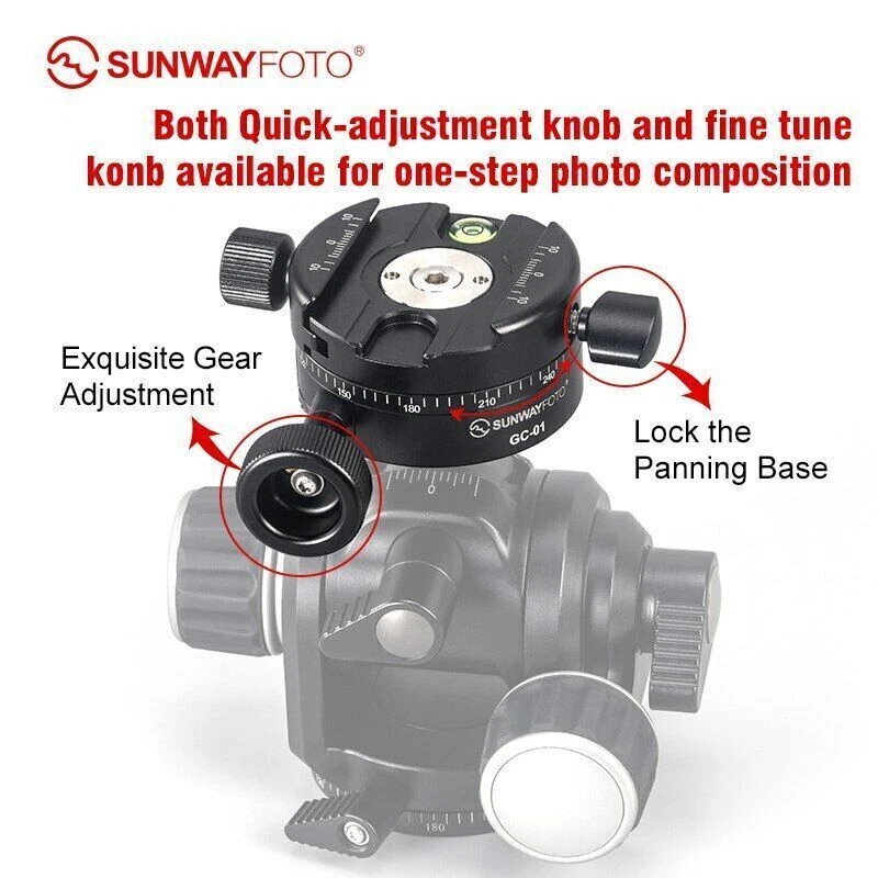 SUNWAYFOTO GC-01G Tripod Geared Head Panoramic Arca Swiss Clamp 58mm - Image 4 of 4
