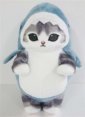 mofusand Shark Cat BIG Plush Toy Sits Upright Smug Expression Stuffed Animal