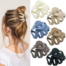 Medium NonSlip Octopus Jumbo Hair Claw Clips MultiColors 2.8" 6 PCS Kit